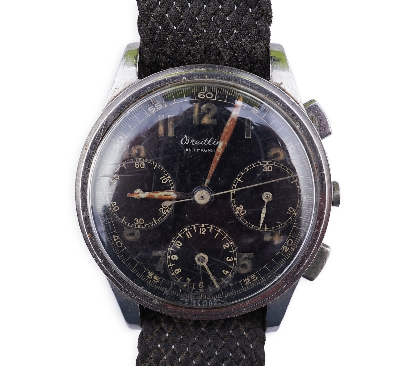 A gentleman's 1950s? steel Breitling Anti-Magnetic chronograph manual wind wrist watch